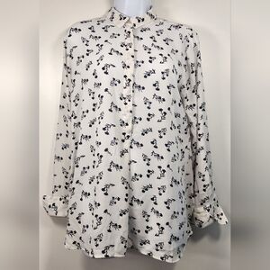 Banana Republic White Floral Riley Shirt Long Sleeve Button-Up Blouse Size M